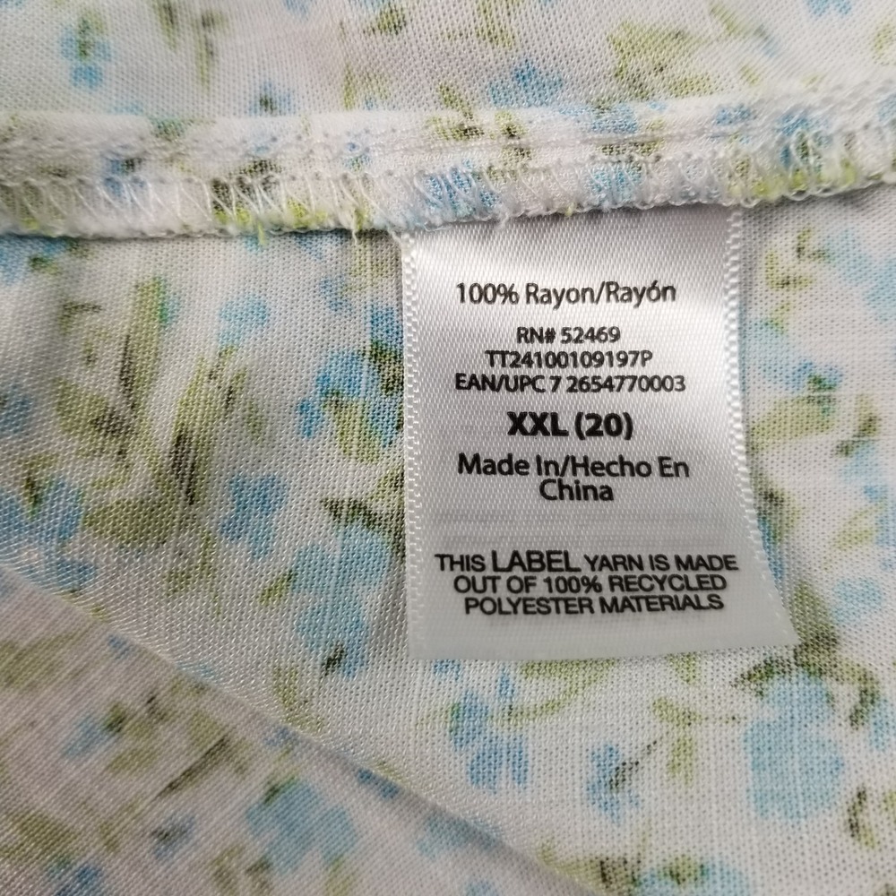 Time and Tru Halter Tank Top Women 2XL XXL 20 Blue Green Floral Drawstring Neck - Picture 6 of 9